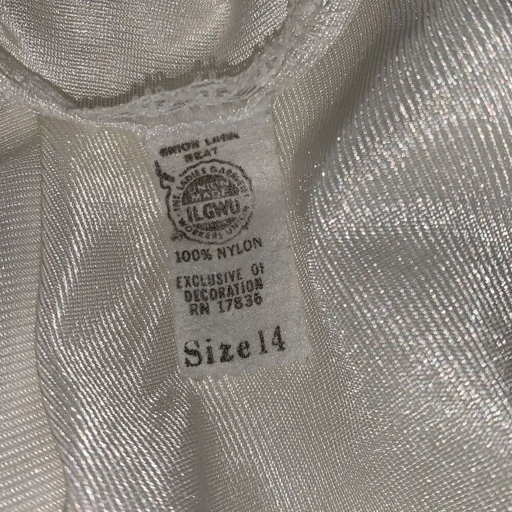 Vintage ILGWU‎ White Empire Waist Short Slip Dress Big Girls 14